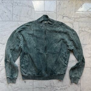 Electric & Rose Zip Up Sweatshirt in Washed Green